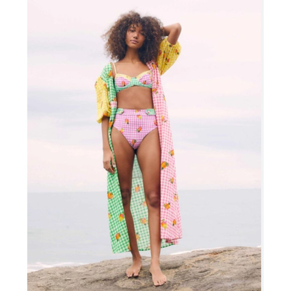 FARM Rio Other - FARM RIO Swimsuit Womens XL Pink Green Mix Picnic Bikini Bottom High Rise NWT